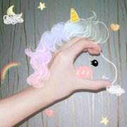 创意手绘独角兽一左一右配对情侣头像图片