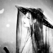 微信古风黑白手绘女生头像