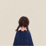 简约手绘微信头像背影女生图片