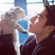 QQ男生帅气抱猫头像图片