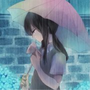 雨中伤感打伞漫画女生头