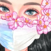 戴口罩的女生头像手绘带