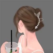 女头温柔干净手绘背影图片