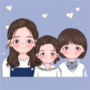 温馨幸福卡通亲子全家福