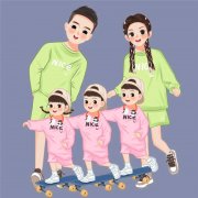 一家五口卡通幸福亲子头