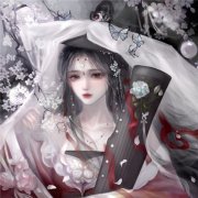 手绘古风抱琴女生动漫闺蜜头像图片