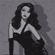 欧美黑白插画漫画美人头