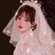 手绘唯美动漫婚纱头像女