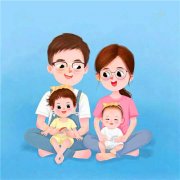 一家四口的卡通图片一儿