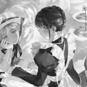 黑白闺蜜头像女生二人动漫