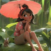 浪漫的夏天绿色治愈系女