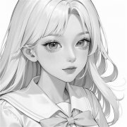 二次元女生头像黑白高清