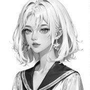 黑白女生头像漫画高清图片32张