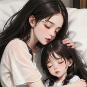 宝妈带娃女头像动漫睡觉图片