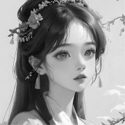 手绘古风头像女生动漫黑白图片48张