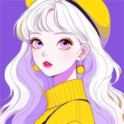 紫色背景时尚潮流动漫女